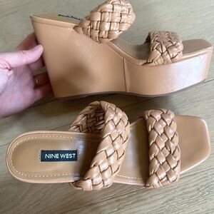 Nine West Faux Leather Platform Wedge Sandals